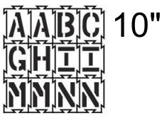 4-Way-Lock Stencil A-Z Alphabet - 10"