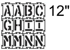 4-Way-Lock Stencil A-Z Alphabet - 12"