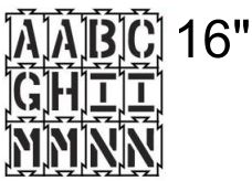 4-Way-Lock Stencil A-Z Alphabet - 16"