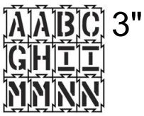 4-Way-Lock Stencil A-Z Alphabet - 3"