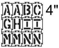 4-Way-Lock Stencil A-Z Alphabet - 4"